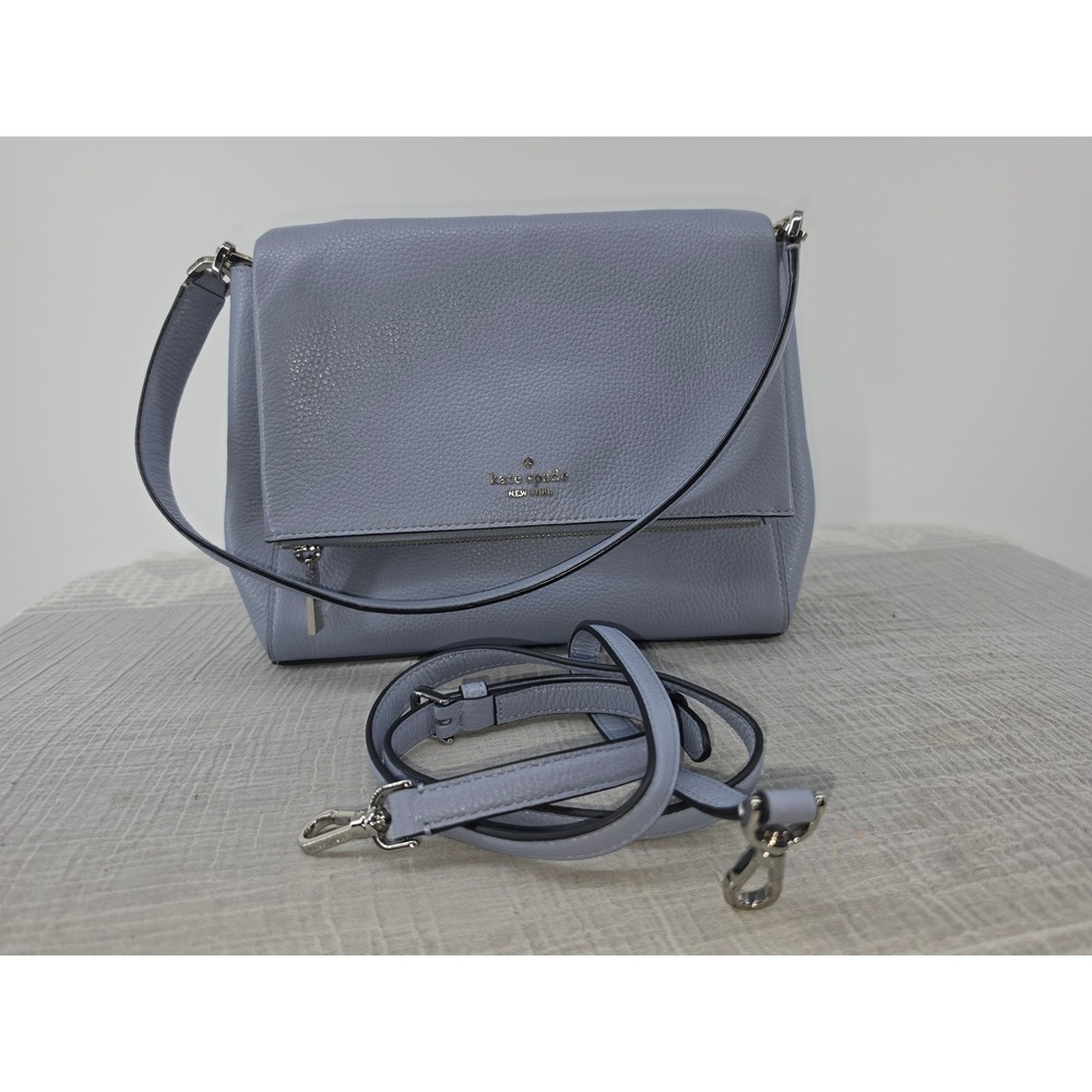 Kate Spade Periwinkle BluePebbled LeatherCrossbody Bag Silver Hardware PXRU7507